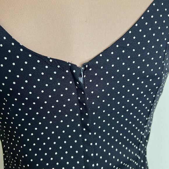 Y2K Byer Too Midi Slip Dress 5 Womens Black Polka Dot V-Neck 90s Vintage Retro - Picture 5 of 7